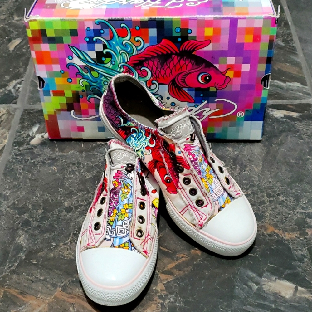 Ed Hardy Koi & Geisha Tattoo sneakers